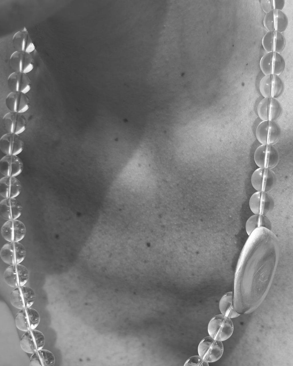 Magata Silenzio Rock Crystal Beaded Necklace Silver Hidden Clasp